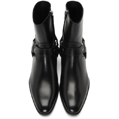 Shop Saint Laurent Black Wyatt Harness Boots In 1000 Nero