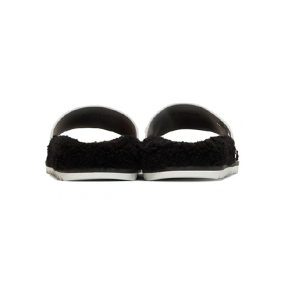 Shop Fendi White Shearling Footbed Slides