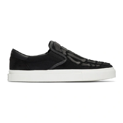Shop Amiri Black Skel Toe Slip-on Sneakers In Blackblack