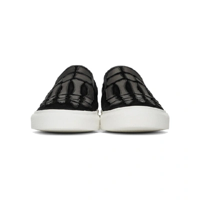 Shop Amiri Black Skel Toe Slip-on Sneakers In Blackblack