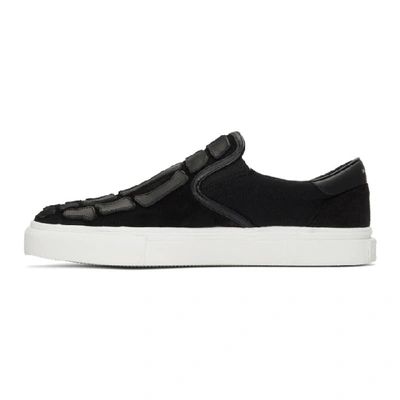 Shop Amiri Black Skel Toe Slip-on Sneakers In Blackblack