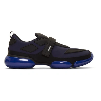 Shop Prada Navy Gabardine Cloudbust Sneakers