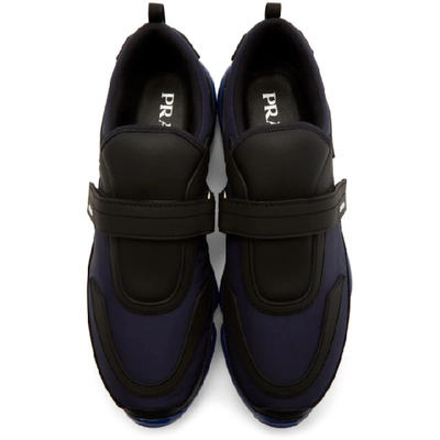 Shop Prada Navy Gabardine Cloudbust Sneakers