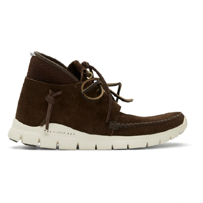 Shop Visvim Brown Ute Moc Trainer Mid Folk Sneakers In Dkbrown