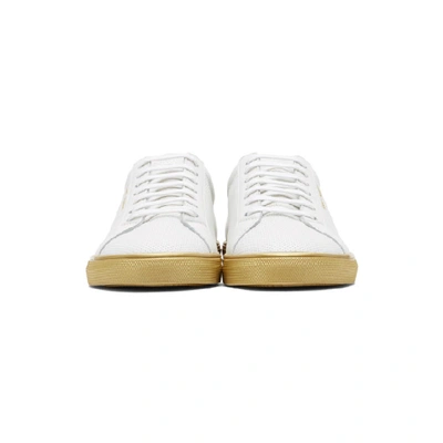 Shop Saint Laurent White And Gold Andy Sneakers In 9370 Whtgld