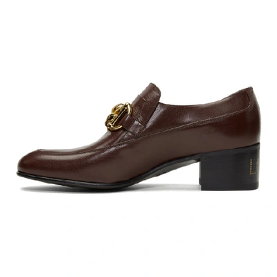 Shop Gucci Burgundy Leather Horsebit Chain Loafers In 6629 Bordea