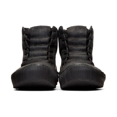 Shop Boris Bidjan Saberi Black Waxed High-top Sneakers