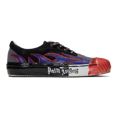 Shop Palm Angels Black And Grey Flame Sneakers In 8830 Mulblu
