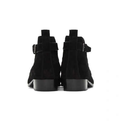 Shop Saint Laurent Black Wyatt 30 Buckle Boots In 1000 Black