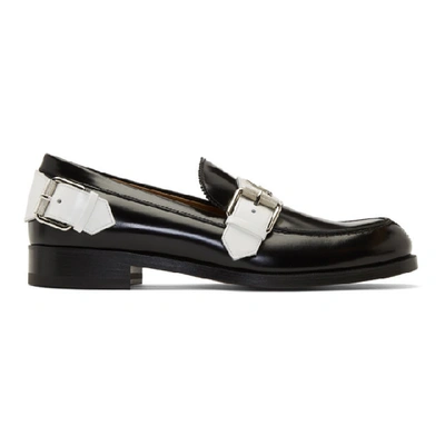 Shop Christian Louboutin Black Monmoc Flat Loafers In Q003 Blk/wh