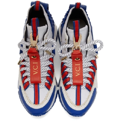 Shop Pierre Hardy White & Blue Victor Cruz Edition Vc1 Sneakers In Multi/red/gold