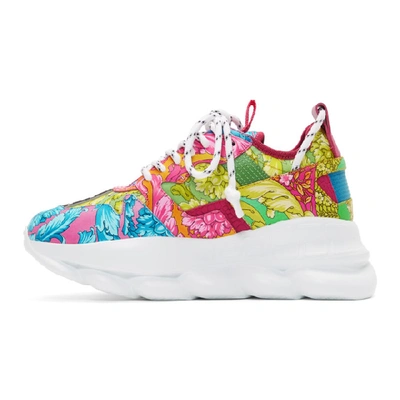 Shop Versace Multicolor Brocade Chain Reaction Sneakers In Crete Brocade