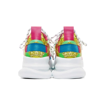 Shop Versace Multicolor Brocade Chain Reaction Sneakers In Crete Brocade