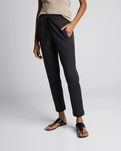 Shop Brunello Cucinelli Cashmere Tuxedo-striped Joggers In Gray