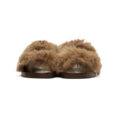 Shop Gucci Brown New Brighton Lamb Wool Sandals In 9775 Peanut