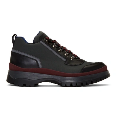 Shop Prada Red & Grey Hybrid Hiking Boots In Antracite