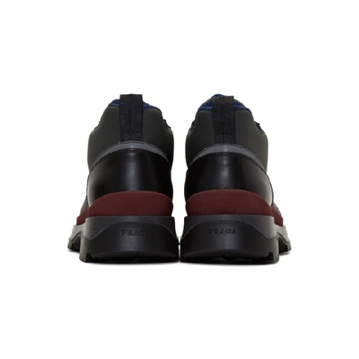 Shop Prada Red & Grey Hybrid Hiking Boots In Antracite