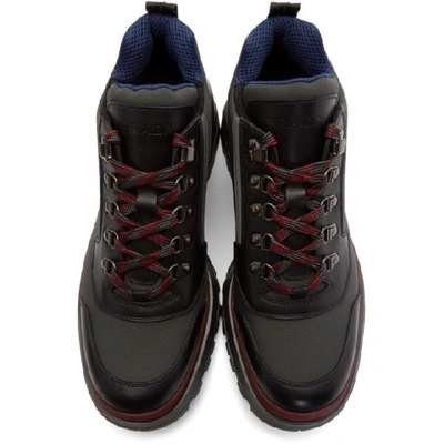 Shop Prada Red & Grey Hybrid Hiking Boots In Antracite