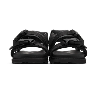 Shop Bottega Veneta Black Leather And Canvas Camper Sandals In 1000-black