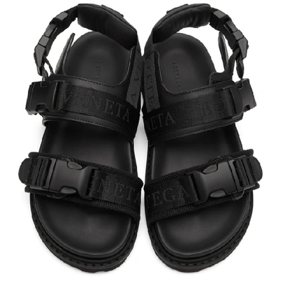 Shop Bottega Veneta Black Leather And Canvas Camper Sandals In 1000-black