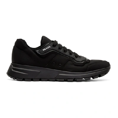 Shop Prada Black Gabardine Soft Sneakers