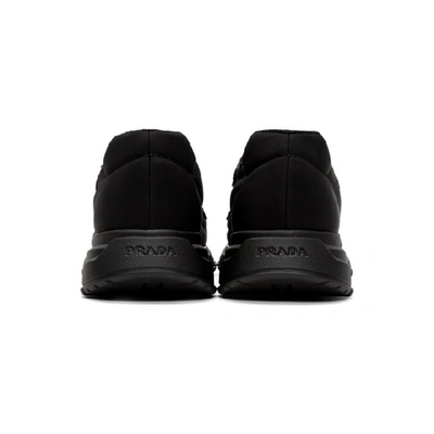 Shop Prada Black Gabardine Soft Sneakers