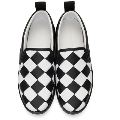 Shop Bottega Veneta White & Black Maxi Intrecciato Slip-on Sneakers In Nero/optic White