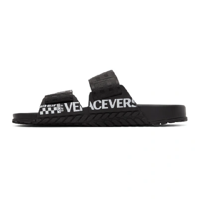 Shop Versace Black Greek Key Sandals In D41 Black