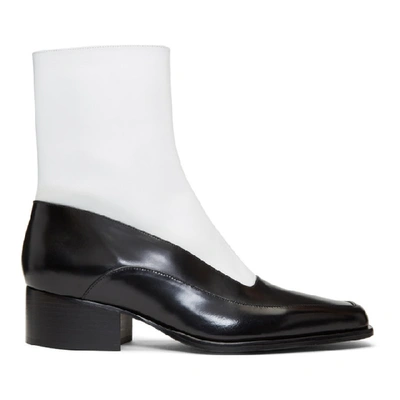 Shop Y/project Black And White Fitted Ankle Boot In S03 Black/w