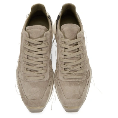 Shop Rick Owens Grey Suede New Vintage Runner Sneakers