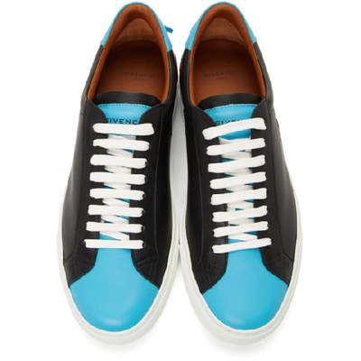 Shop Givenchy Black And Blue Reverse Logo Urban Street Sneakers In 449 Blkturq