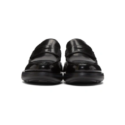 Shop Giorgio Armani Black Leather Loafers