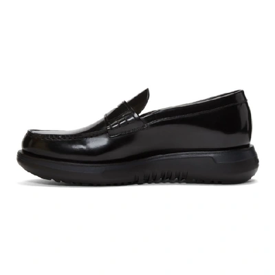 Shop Giorgio Armani Black Leather Loafers