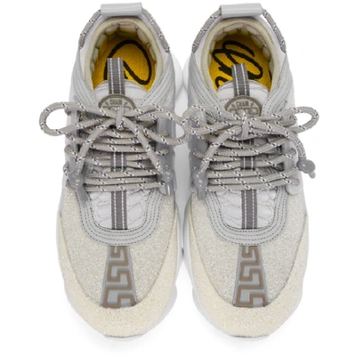 Shop Versace Silver Glitter Chain Reaction Sneakers In D92g Silver
