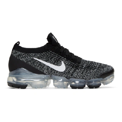 Shop Nike Black & White Air Vapormax Flyknit 3 Sneakers In Black/white/metallic Silver