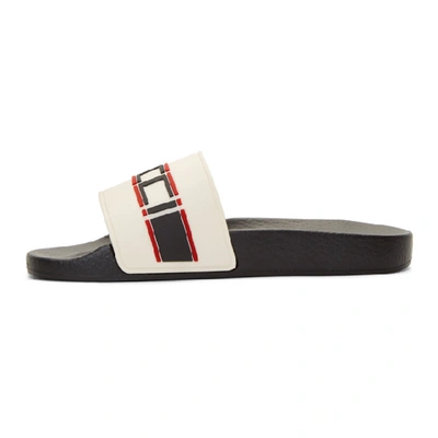 Shop Gucci White Rubber Logo Stripe Sandals In 9572 White