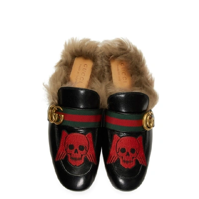 Shop Gucci Black Skull New Princetown Loafers In 1065 Black