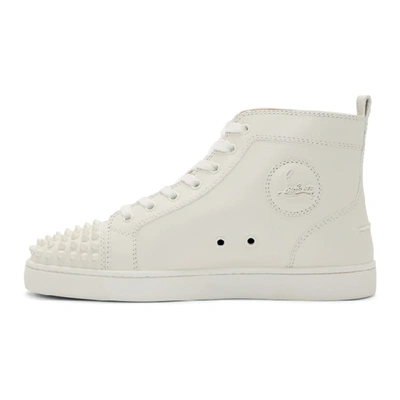 Shop Christian Louboutin White Lou Spikes High-top Sneakers In 3047 White