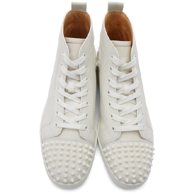 Shop Christian Louboutin White Lou Spikes High-top Sneakers In 3047 White