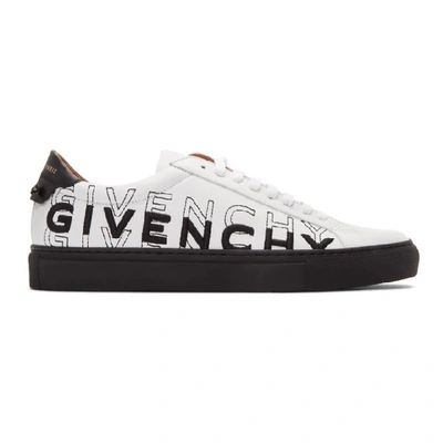 Shop Givenchy White And Black Embroidered Urban Street Sneakers