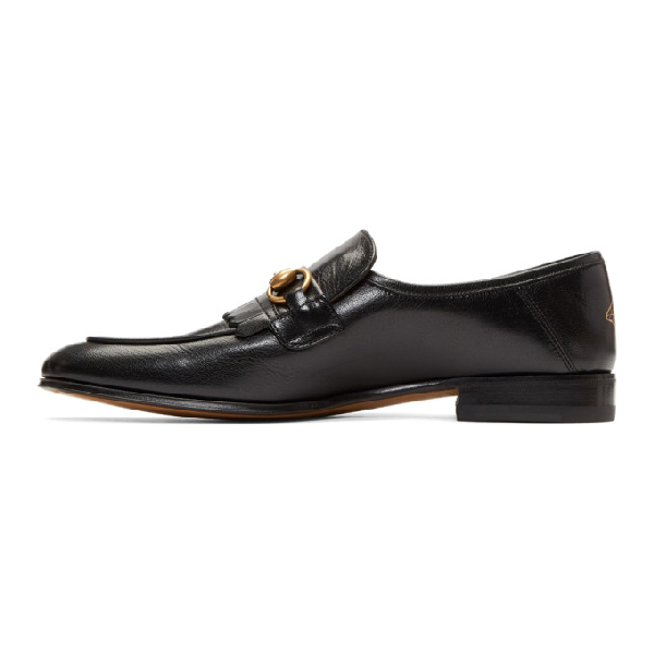 gucci leather fringe horsebit loafer