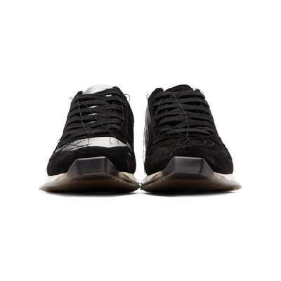 Shop Rick Owens Black And Silver New Vintage Runner Sneakers In 100 Sil/blk