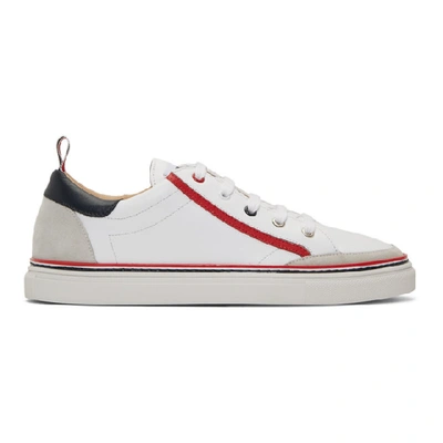 Shop Thom Browne White Leather Cupsole Sneakers In 100 White