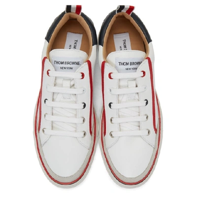 Shop Thom Browne White Leather Cupsole Sneakers In 100 White