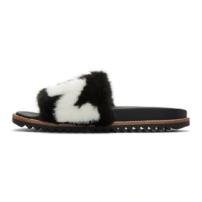 Shop Fendi Black  Mania Fur Slides In F14zc