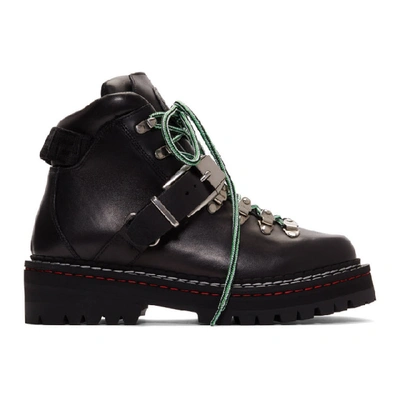 Shop Versace Black Calfskin Buckle Boots In K41pi Nerpa