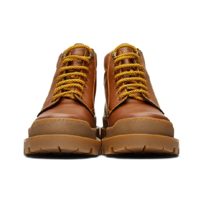 Shop Prada Brown Hiking Boots In Tobacco