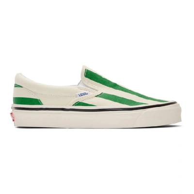 Shop Vans Green And White Striped Classic 98 Dx Slip-on Sneakers In (anaheim Factory) Og/green/white