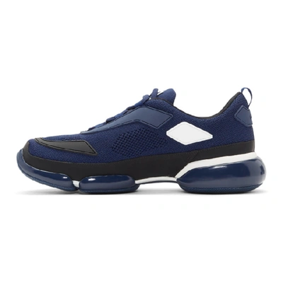 Shop Prada Navy Knit Cloudbust Trainers