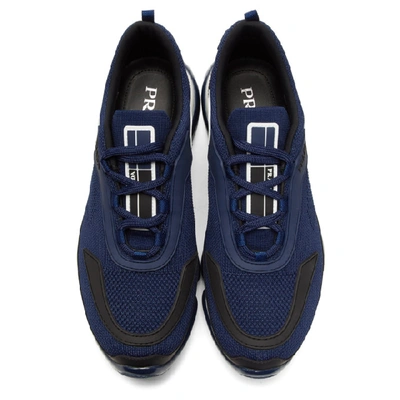 Shop Prada Navy Knit Cloudbust Sneakers